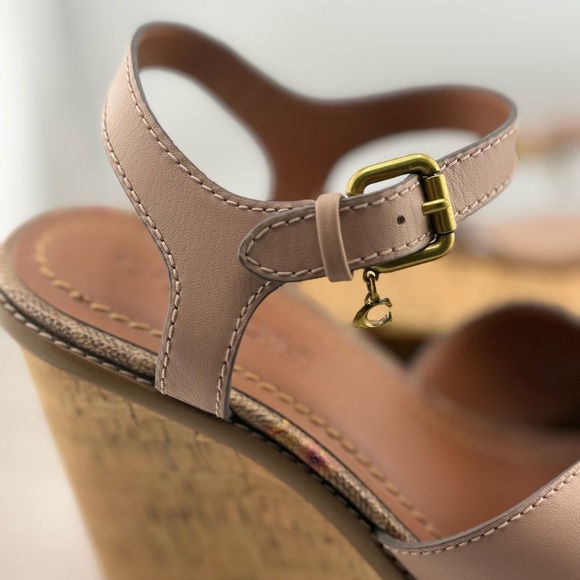 Coach Tan and Pink Wedges with Cork-Style Heel NWOT - Picture 6 of 8